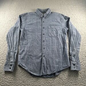 Naked & Famous Shirt Mens L Chambray Button Down Japanese Fabric Blue Denim